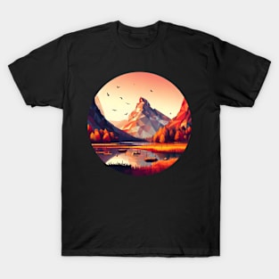 Low Poly Autumn Mountain and Lake T-Shirt